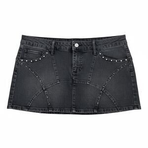 Wild Fable Black Studded Denim Mini Skirt – large– NWT